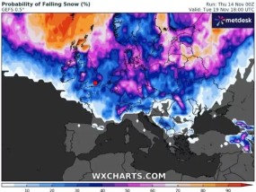 英国气象局预测，波罗的海零下3摄氏度的暴风雪将在几天内袭击英国